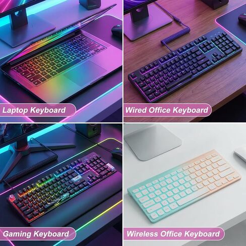 5 Sheets Keyboard Stickers Matte English - Universal Laptop Keyboard Stickers for PC Computer Laptop Desktop, Purple Colorful Green Black White in Saudi Arabia