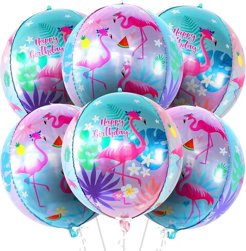 Katchon ، 6pcs Pink Flamingo بالونات - 22 بوصة | زخارف الحفلات Flamingo | ديكورات حفلة لوا | لوازم حفلات عيد ميلاد فلامنغو لزخرفة عيد ميلاد فلامنغو in Saudi Arabia