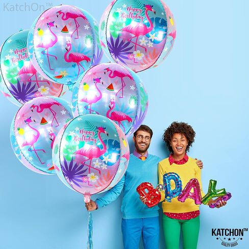 Katchon ، 6pcs Pink Flamingo بالونات - 22 بوصة | زخارف الحفلات Flamingo | ديكورات حفلة لوا | لوازم حفلات عيد ميلاد فلامنغو لزخرفة عيد ميلاد فلامنغو in Saudi Arabia