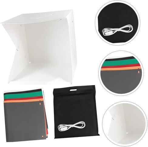 VALICLUD 40cm Portable Mini Photo Tent with Adjustable LED Lighting, Folding Photo Studio Light Box Kit with Dual Light Strips and 6 Color Photography Backdrops for Product Photography in Saudi Arabia
