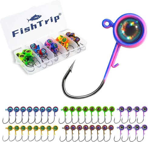 Crappie Jig Heads, 25/40packs Fishing Jig Heads Hooks with 3D Eyes Swimbait Jig Head for Crappie Bass Fishing 1/32oz, 1/16oz, 1/8oz, 3/16oz, 1/4oz in Saudi Arabia