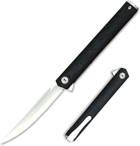 7.76in CEO Flipper Pocket Folding Knife, Liner Lock Knife Gentleman's Knife with Pocket Clip, 8Cr13Mov Steel Blade and Nylon Glass Fibre Handle，Camping EDC for Men(silver blade) in Saudi Arabia
