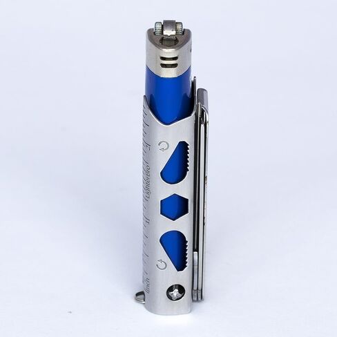 حافظة ولاعة LighterBro Pro - أداة متعددة - 420 من الفولاذ المقاوم للصدأ - تناسب بسهولة ولاعاتك المفضلة - تتضمن سكين جيب صغير، مسطرة، مقص، مفك براغي، لعبة البوكر، حلقة مفاتيح والمزيد (أسود) in Kuwait