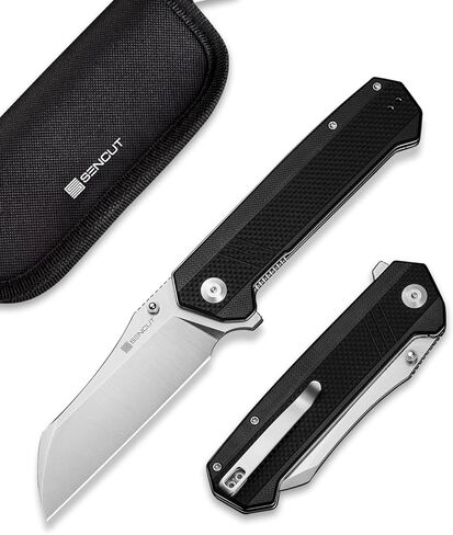SENCUT Draxor Folding Pocket Knife for EDC, Camping Knife with 3.7'' 9Cr18MoV Blade & G10 Handle, Gift for Men Women (Black) in Kuwait