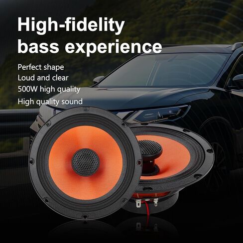 Car Speakers 6.5 Inch Door Speakers, 2-Way Coaxial, 500W Max, Powerful Low Frequency with Delicate Medium and High Frequency, Flush Mount Car Audio, Black, 1 Pair in Saudi Arabia