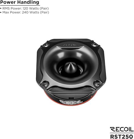 مكبر صوت RECOIL RST250 Super Tweeter مقاس 1 بوصة، نظام صوت سيارة احترافي من الألومنيوم in Kuwait