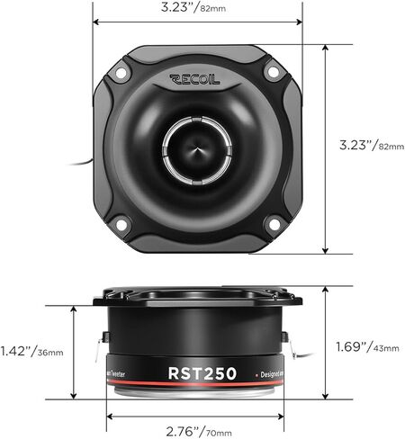مكبر صوت RECOIL RST250 Super Tweeter مقاس 1 بوصة، نظام صوت سيارة احترافي من الألومنيوم in Kuwait