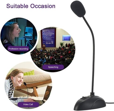 Adjustable Mini Desktop Microphone with 3.5mm Jack Plug Play USB C USB A Adapter for PC Computer Laptop Gaming Streaming Recording Online Lessons Podcast in Saudi Arabia