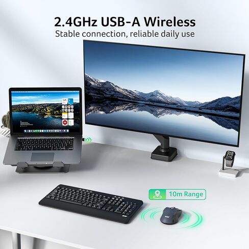 acer Wireless Mouse for Laptop, 2.4GHz Computer Mouse 5 Adjustable DPI Office Cordless USB Mice with USBA Receiver, 6 Buttons, 4000 DPI, Medium to Large Sized Hands Compatible with PC, Laptop, Desktop in Saudi Arabia