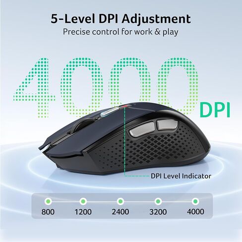 acer Wireless Mouse for Laptop, 2.4GHz Computer Mouse 5 Adjustable DPI Office Cordless USB Mice with USBA Receiver, 6 Buttons, 4000 DPI, Medium to Large Sized Hands Compatible with PC, Laptop, Desktop in Saudi Arabia