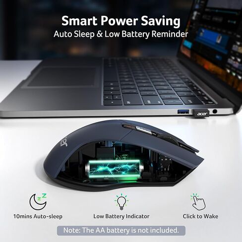 acer Wireless Mouse for Laptop, 2.4GHz Computer Mouse 5 Adjustable DPI Office Cordless USB Mice with USBA Receiver, 6 Buttons, 4000 DPI, Medium to Large Sized Hands Compatible with PC, Laptop, Desktop in Saudi Arabia