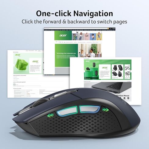 acer Wireless Mouse for Laptop, 2.4GHz Computer Mouse 5 Adjustable DPI Office Cordless USB Mice with USBA Receiver, 6 Buttons, 4000 DPI, Medium to Large Sized Hands Compatible with PC, Laptop, Desktop in Saudi Arabia