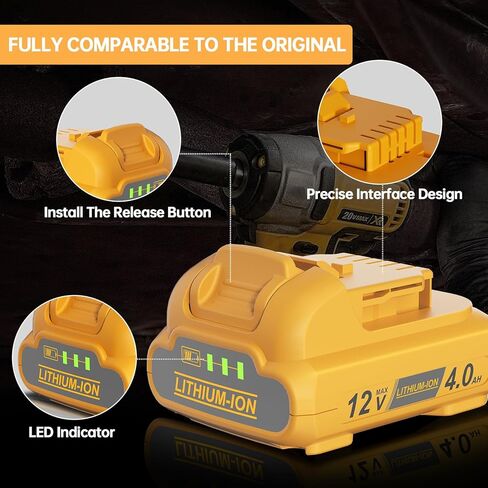 Nonbliep 2pack 4000mah استبدال بطارية ديوالت 12 فولت متوافقة مع بطارية ديوالت 12 فولت ليثيوم ماكس dcb121 dcb123 dcb122 dcb124 dcb125 dcb127 أدوات كهربائية لاسلكية in Kuwait
