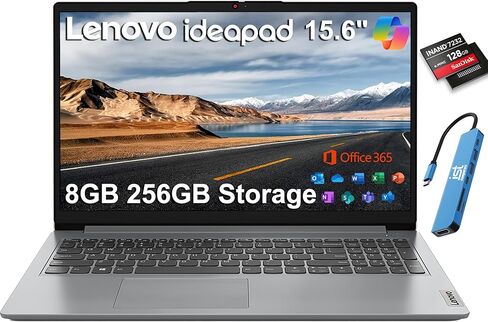 Lenovo IdeaPad Laptop Computer, 15.6" Anti-Glare, 8GB RAM, 256GB (128GB SSD +128GB eMMC), 1-Year Office 365, Intel Core CPU, for Student, Home, Work, Numeric Keypad, Wi-Fi 6, IST HUB, Win 11 Home S in Saudi Arabia