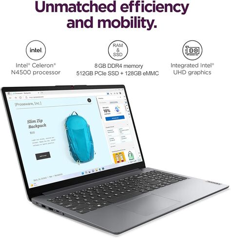 Lenovo IdeaPad Laptop Computer, 15.6" Anti-Glare, 8GB RAM, 256GB (128GB SSD +128GB eMMC), 1-Year Office 365, Intel Core CPU, for Student, Home, Work, Numeric Keypad, Wi-Fi 6, IST HUB, Win 11 Home S in Saudi Arabia