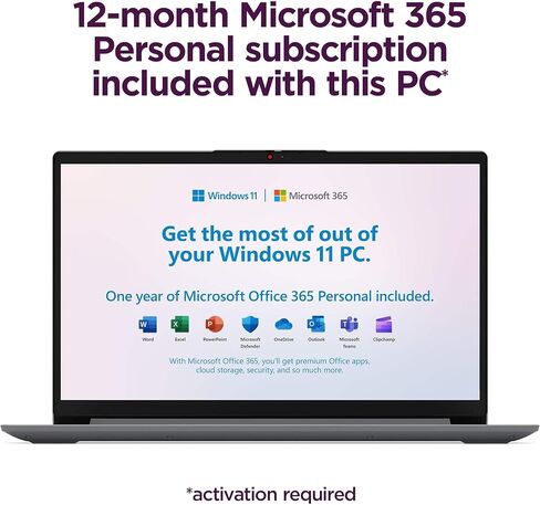 Lenovo IdeaPad Laptop Computer, 15.6" Anti-Glare, 8GB RAM, 256GB (128GB SSD +128GB eMMC), 1-Year Office 365, Intel Core CPU, for Student, Home, Work, Numeric Keypad, Wi-Fi 6, IST HUB, Win 11 Home S in Saudi Arabia