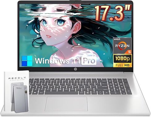 كمبيوتر محمول HP مقاس 17 بوصة للأعمال والطلاب، AMD Ryzen 5 7430U، شاشة 17.3 بوصة FHD IPS مضادة للتوهج، ذاكرة وصول عشوائي 20 جيجابايت، 512 جيجابايت SSD، مفتاح مساعد، Wi-Fi 6، عمر بطارية طويل، Windows 11 Pro، مع مسجل صوت RECOLX AI in Saudi Arabia