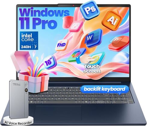 Lenovo IdeaPad Business Laptop, 16" FHD+ Touchscreen, Intel Core 7 240H (10-Core up to 5.0GHz), 32GB DDR5 RAM, 1TB SSD, Backlit Keyboard, IR Facial Login, Wi-Fi 6, Windows 11 Pro, Copilot AI Ready in Saudi Arabia