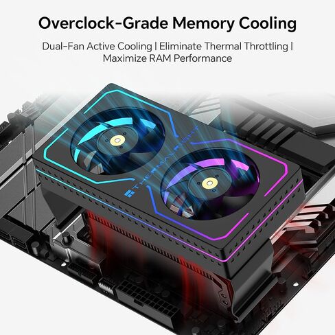Thermalright MC-2 ARGB RAM Cooler, Dual Fan Active Memory Cooler, 3200RPM PWM, 5V 3PIN ARGB, Low-Noise Clip-On RAM Cooling for DDR/DDR2/DDR3/DDR4/DDR5 (Black) in Saudi Arabia
