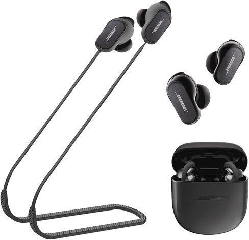 حزام متوافق مع سماعات Bose QuietComfort Ultra وBose QuietComfort II، (الجيل الثاني)، ملحقات الحبل الرياضية، موصل حامل سلك حبل الرقبة من السيليكون، (أسود) in Kuwait