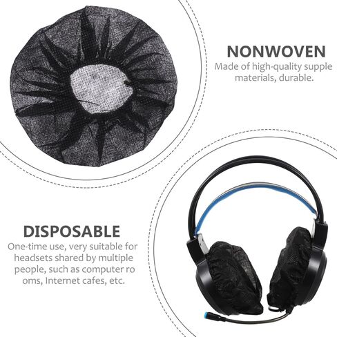 Disposable Headphone Covers 100 Pcs 4.3 Inch Nonwoven Earphone Protective Cases Sweatproof Sanitary Covers for Shared Headsets Gym Office Running in Saudi Arabia