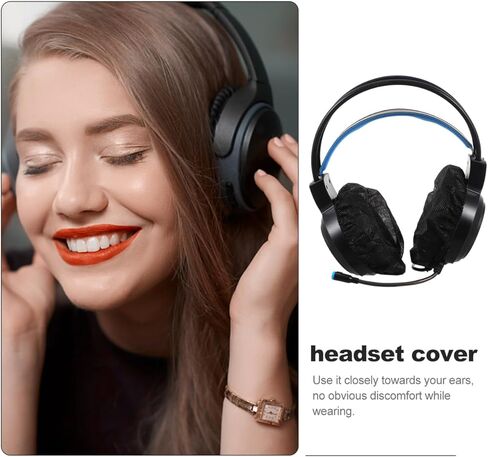 Disposable Headphone Covers 100 Pcs 4.3 Inch Nonwoven Earphone Protective Cases Sweatproof Sanitary Covers for Shared Headsets Gym Office Running in Saudi Arabia