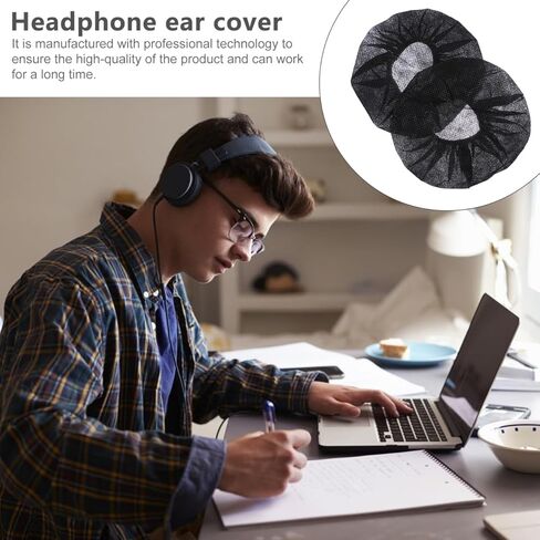 Disposable Headphone Covers 100 Pcs 4.3 Inch Nonwoven Earphone Protective Cases Sweatproof Sanitary Covers for Shared Headsets Gym Office Running in Saudi Arabia