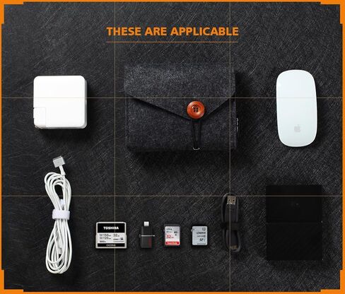 Portable Felt Storage Bag, All-Purpose Carrying Bags, Electronics Accessories Protective Case for MacBook Power Adapter, Mouse, Cellphone, Cables, Power Bank, Portable External Hard Drive in Saudi Arabia