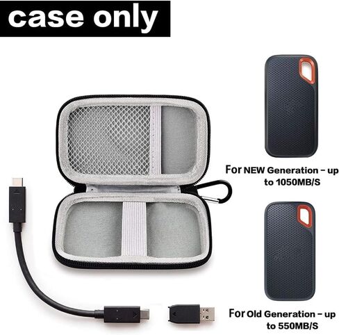 Case for SanDisk Extreme Portable SSD Portable SSD 480GB 500GB 1TB 2TB 4TB 8TB, External Hard Drive Hard Carry Case (Storage Box Only) (Black) in Saudi Arabia