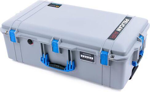 Silver Pelican 1615 Air case with Blue Handles & latches. Comes Empty & with Wheels. in Saudi Arabia