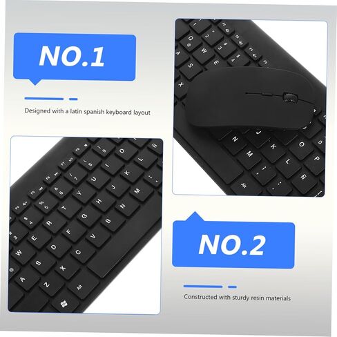 Mikinona Keyboard and Mouse Combo Latin Spanish Layout Resin Material Cordless Computer Keyboard with Mouse for Typing and Study in Saudi Arabia