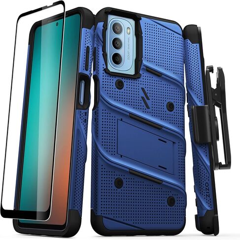 ZIZO Bolt Bundle for Moto g 5G (2022) Case with Screen Protector Kickstand Holster Lanyard - Blue in Saudi Arabia