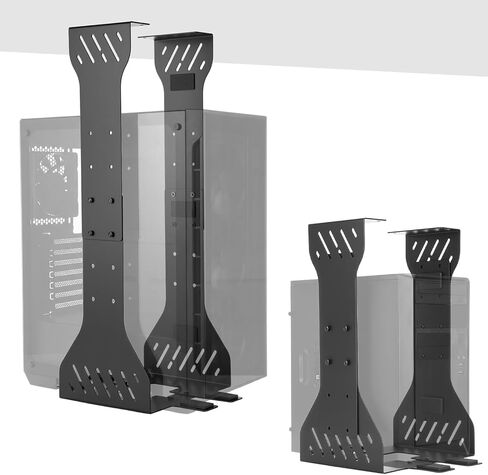 Heavy Duty Adjustable Under Desk PC Holder 7.5 to 12 Inch Wide, Supports up to 80 Lbs Load Capacity, Under Desk PC Mount, Wall Mount Space Saving Computer Case Tower Holder (Black) in Kuwait