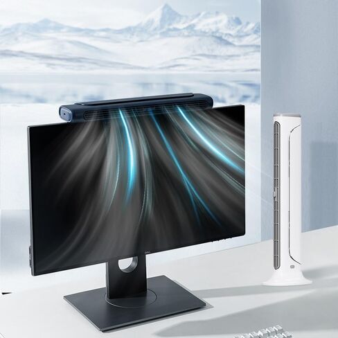 Monitor Clip On Fan, Bladeless Computer Fan Personal Cooling Fan for Office, Quiet USB Desk Fan Small Tower Fan for Desk, Suitable for Flat and Curved Monitor, Laptop (Color : Blue) in Saudi Arabia