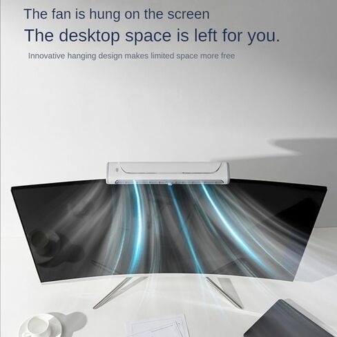 Monitor Clip On Fan, Bladeless Computer Fan Personal Cooling Fan for Office, Quiet USB Desk Fan Small Tower Fan for Desk, Suitable for Flat and Curved Monitor, Laptop (Color : Blue) in Saudi Arabia