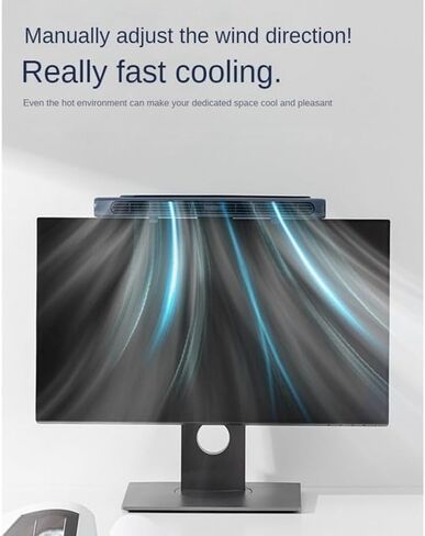 Monitor Clip On Fan, Bladeless Computer Fan Personal Cooling Fan for Office, Quiet USB Desk Fan Small Tower Fan for Desk, Suitable for Flat and Curved Monitor, Laptop (Color : Blue) in Saudi Arabia