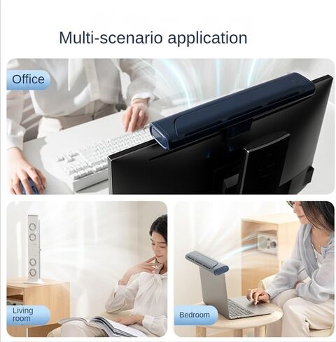 Monitor Clip On Fan, Bladeless Computer Fan Personal Cooling Fan for Office, Quiet USB Desk Fan Small Tower Fan for Desk, Suitable for Flat and Curved Monitor, Laptop (Color : Blue) in Saudi Arabia