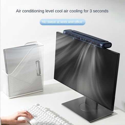 Monitor Clip On Fan, Bladeless Computer Fan Personal Cooling Fan for Office, Quiet USB Desk Fan Small Tower Fan for Desk, Suitable for Flat and Curved Monitor, Laptop (Color : Blue) in Saudi Arabia