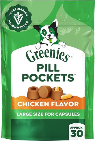 GREENIES PILL POCKETS for Dogs Capsule Size Natural Soft Dog Treats, Chicken Flavor, 7.9 oz. Pack (30 Treats) in Kuwait