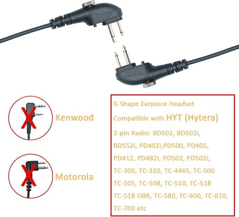 G Shape Earpiece Headset with PTT Mic Compatible with HYT Hytera BD502 BD502i PD502 PD562 TC-508 TC-580 Walkie Talkie Radio in Saudi Arabia