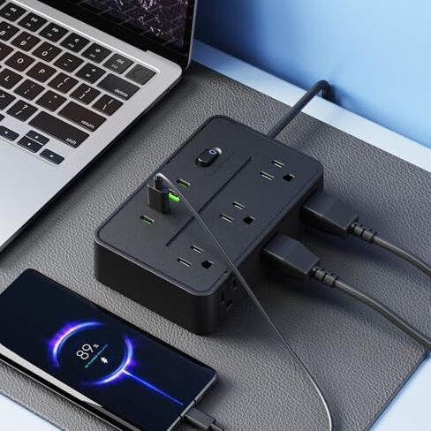قطاع الطاقة، قابس أمريكي، 10 منافذ USB C PD للشحن، حل طاقة مكتبي متعدد المنافذ مع سلك 78 بوصة للمكتب in Saudi Arabia