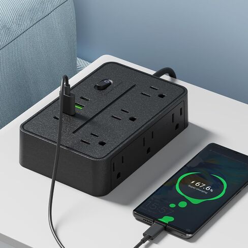 قطاع الطاقة، قابس أمريكي، 10 منافذ USB C PD للشحن، حل طاقة مكتبي متعدد المنافذ مع سلك 78 بوصة للمكتب in Saudi Arabia