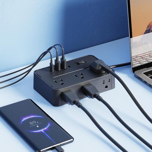 قطاع الطاقة، قابس أمريكي، 10 منافذ USB C PD للشحن، حل طاقة مكتبي متعدد المنافذ مع سلك 78 بوصة للمكتب in Saudi Arabia