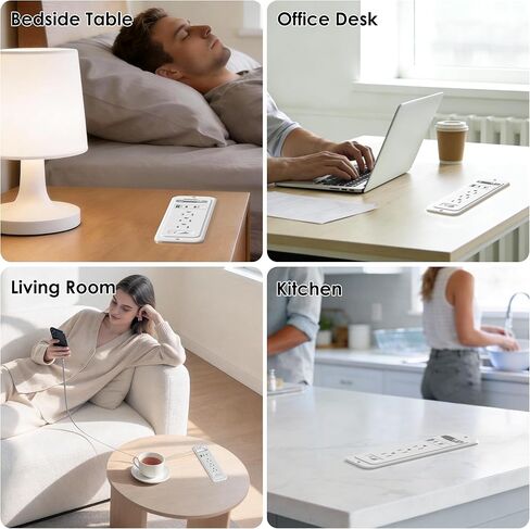 HEZI Drawer Outlet with 20W Retractable USB C Charger, Furniture Recessed Outlet Insert in 3 AC & 4 USB Ports, Flush Mount Power Strip for Desk Countertop 6 FT White Cord in Saudi Arabia
