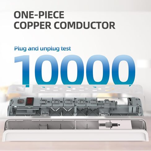 TiFFCOFiO واقي التيار الكهربائي، 6 منافذ مع منفذي USB، سلك تمديد 6 أقدام، 600 جول، قابل للتركيب على الحائط للمنزل والمكتب والنوم، 15 أمبير/1875 وات، مدرج في قائمة ETL (20 قدم) in Kuwait