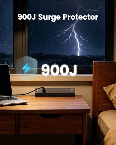 SURAIELEC Desk Clamp Power Strip with 5 Outlets, 40W Total Fast Charging Station, 4 PD 20W USB-C & 2 USB-A Ports, 900J Surge Protector, Fit 1.97 in Desk Edge Mount, 45° Flag Plug, 6 ft Extension Cord in Saudi Arabia