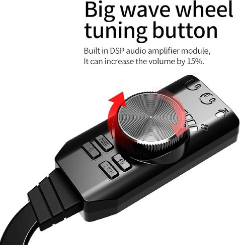 Diyeeni USB Sound Card, External Stereo Sound Card with Volume Control, Mic Mute, USB to 3.5mm Jack Audio Adapter for Window, PC, Laptop, Desktop, Headset, and More in Saudi Arabia