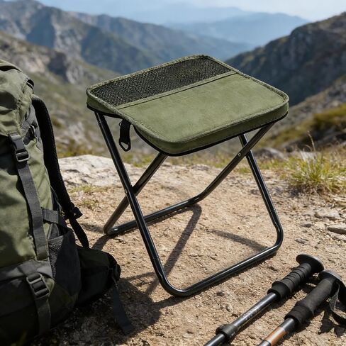 Wind Tour Outdoor Backpack Folding Stool, Pencil Case Stool, Portable Lightweight Camping Gear, Sports Folding Chair, Handbag Stool（Crossbody Bag Stool | Black） in Saudi Arabia