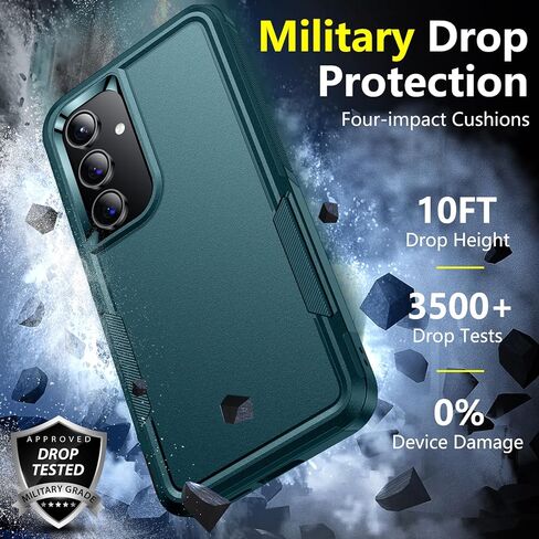 جراب SPIDERCASE مصمم لهاتف Samsung Galaxy S24 Plus، [حماية من السقوط بدرجة عسكرية 10 أقدام] جراب هاتف عالي التحمل مضاد للصدمات لهاتف Galaxy S24 Plus 2024، أخضر غامق in Kuwait