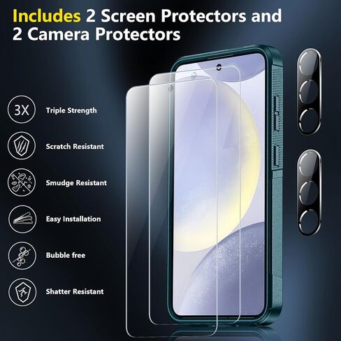 جراب SPIDERCASE مصمم لهاتف Samsung Galaxy S24 Plus، [حماية من السقوط بدرجة عسكرية 10 أقدام] جراب هاتف عالي التحمل مضاد للصدمات لهاتف Galaxy S24 Plus 2024، أخضر غامق in Kuwait
